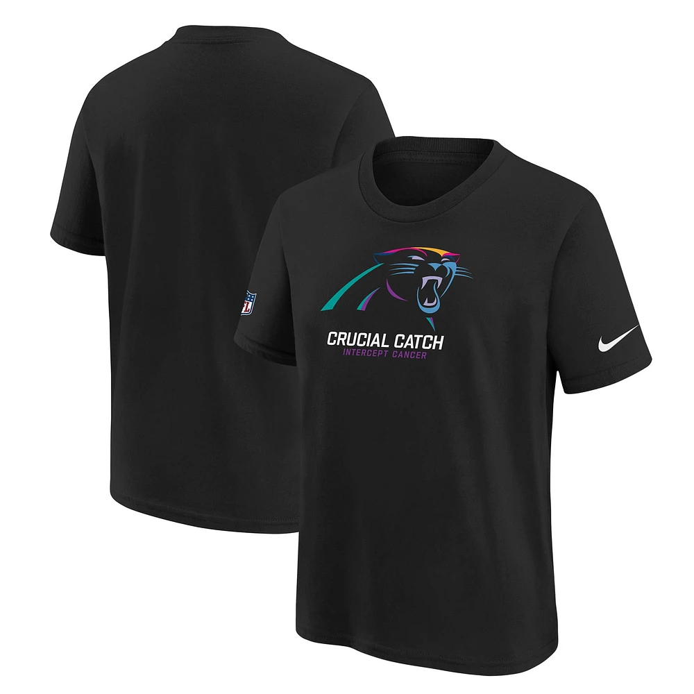 T-shirt Nike noir pour jeunes Carolina Panthers 2024 NFL Crucial Catch