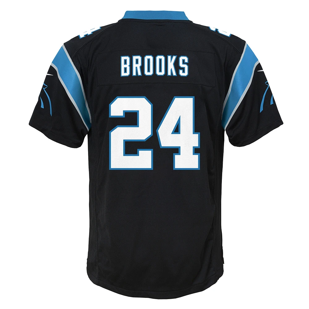 Maillot de jeu d'équipe Nike Jonathan Brooks noir pour jeunes des Carolina Panthers