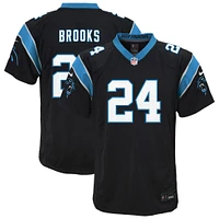 Maillot de jeu d'équipe Nike Jonathan Brooks noir pour jeunes des Carolina Panthers