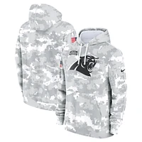 Youth Nike White/Gray Carolina Panthers 2024 Salute To Service Pullover Hoodie