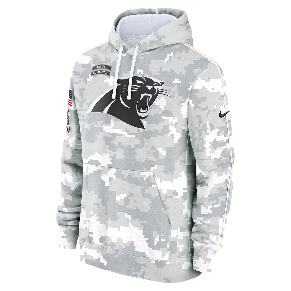 Youth Nike White/Gray Carolina Panthers 2024 Salute To Service Pullover Hoodie