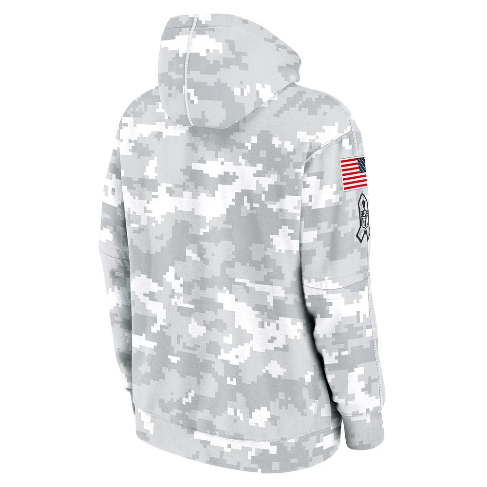 Youth Nike White/Gray Carolina Panthers 2024 Salute To Service Pullover Hoodie