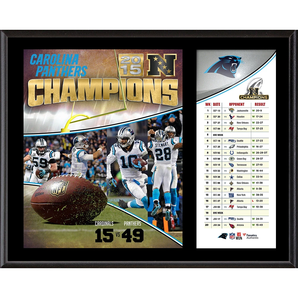 Carolina Panthers 2015 NFC Conference Champions 12'' x 15'' Sublimated Plaque
