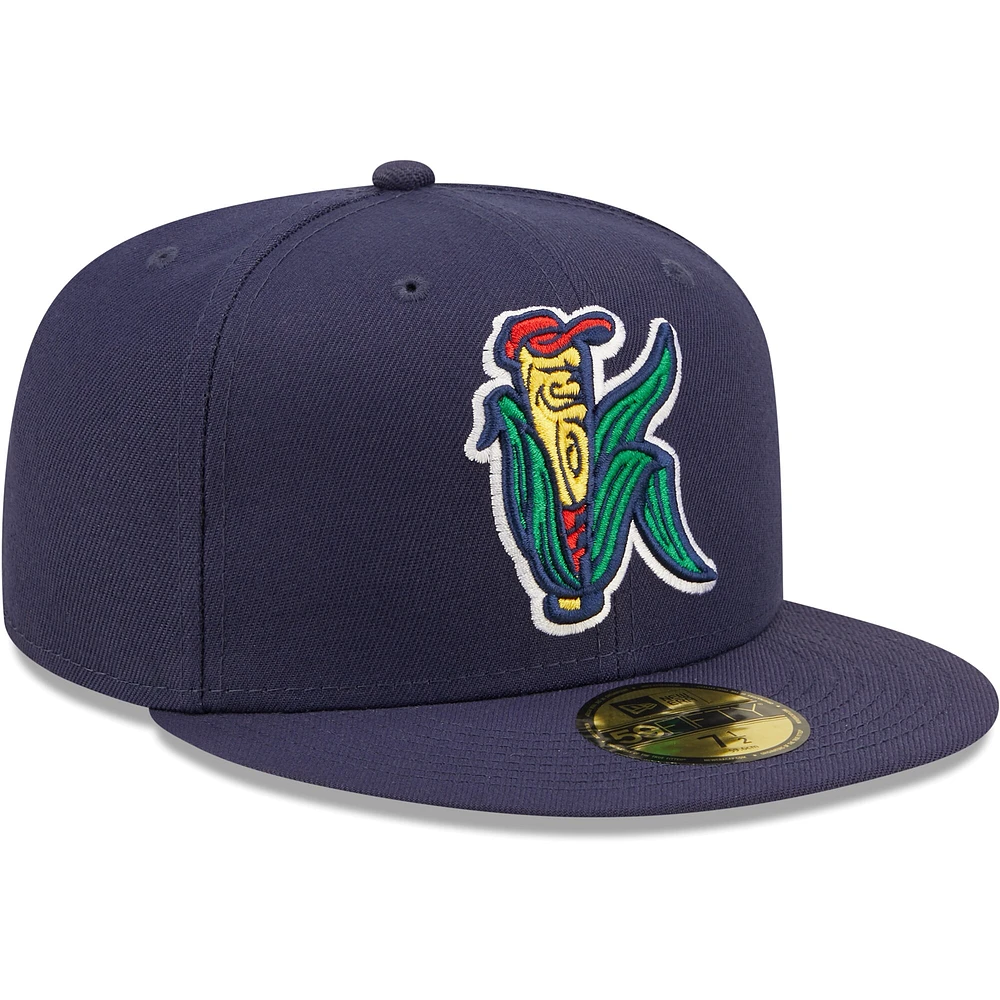 Men's New Era Navy Cedar Rapids Kernels Authentic Collection Team Home 59FIFTY Fitted Hat
