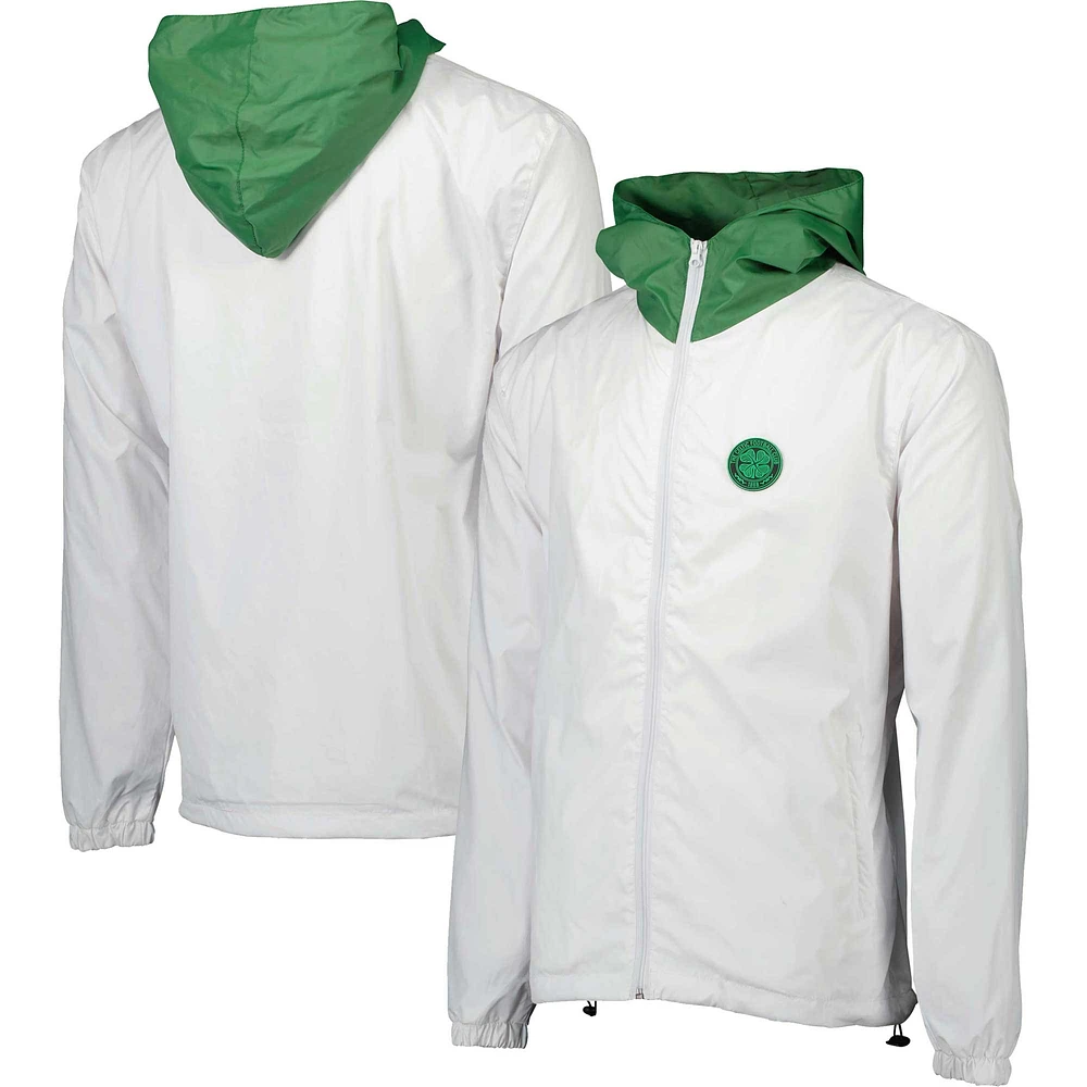 Veste Coupe-Vent Homme Blanche À Capuche Zippée Celtic