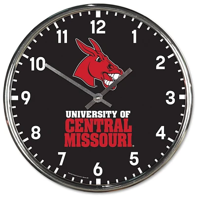 Horloge murale chromée WinCraft Central Missouri Mules