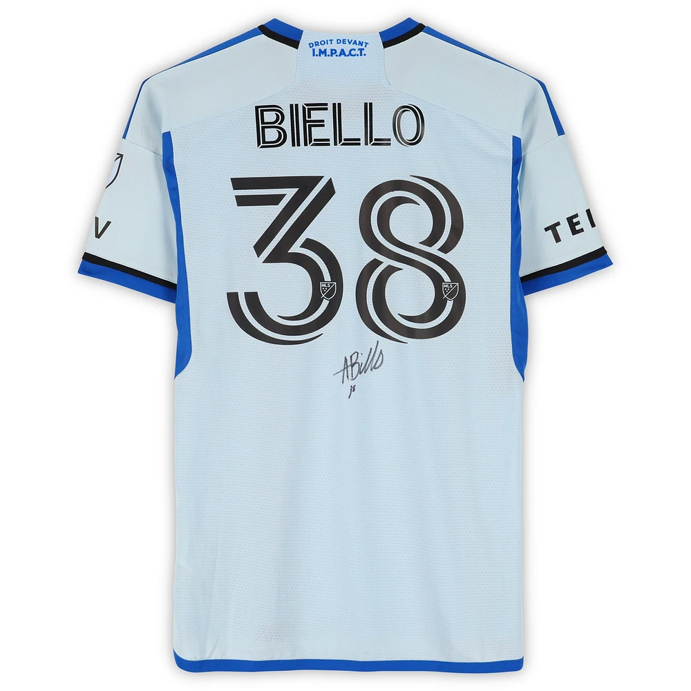 Alessandro Biello CF Montreal Autographed Match-Used #38 Light Blue adidas Jersey from the 2024 MLS Season - Size M