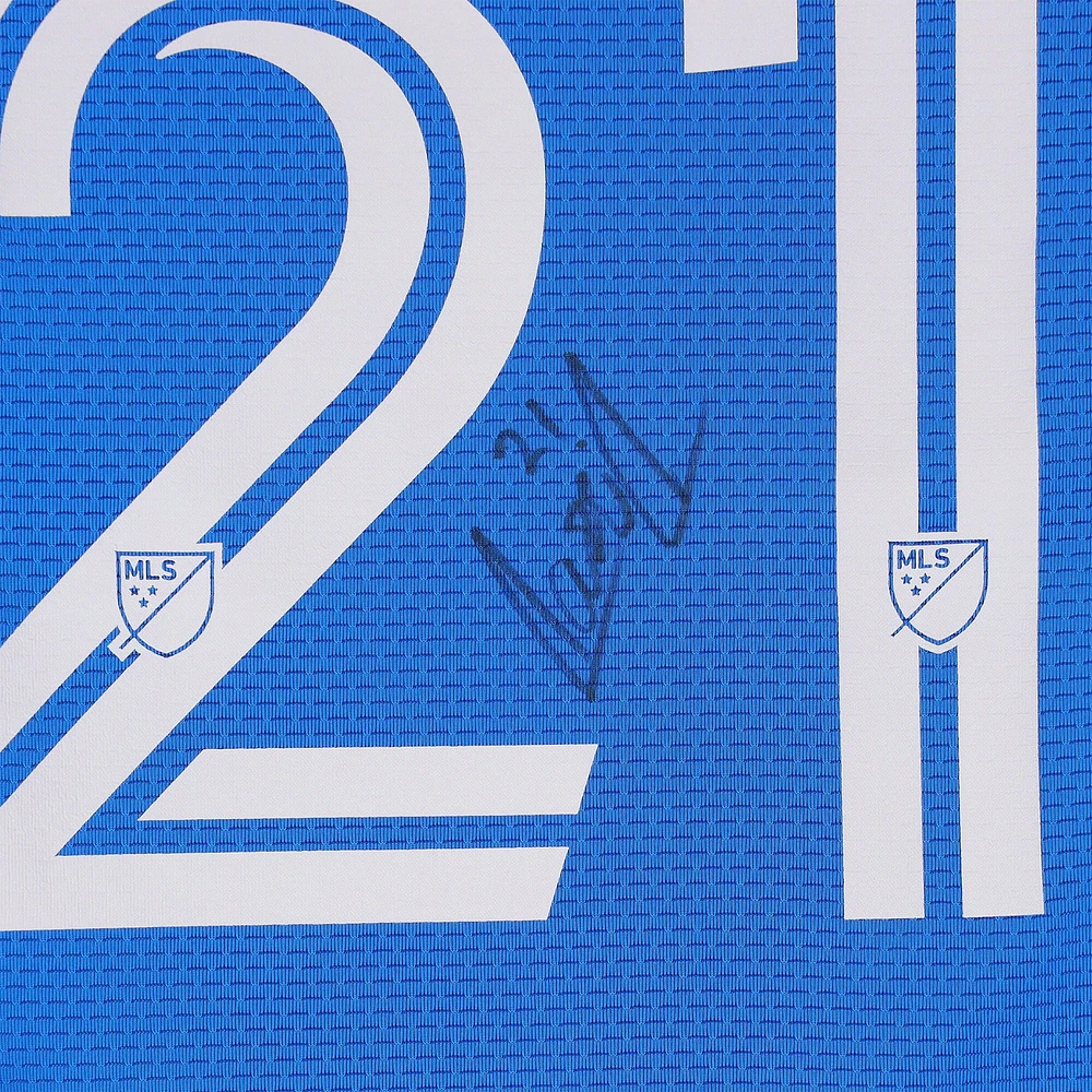 Maillot adidas bleu numéro 21 autographié par Lassi Lappalainen du CF Montréal pour la saison 2024 de la MLS - Taille M