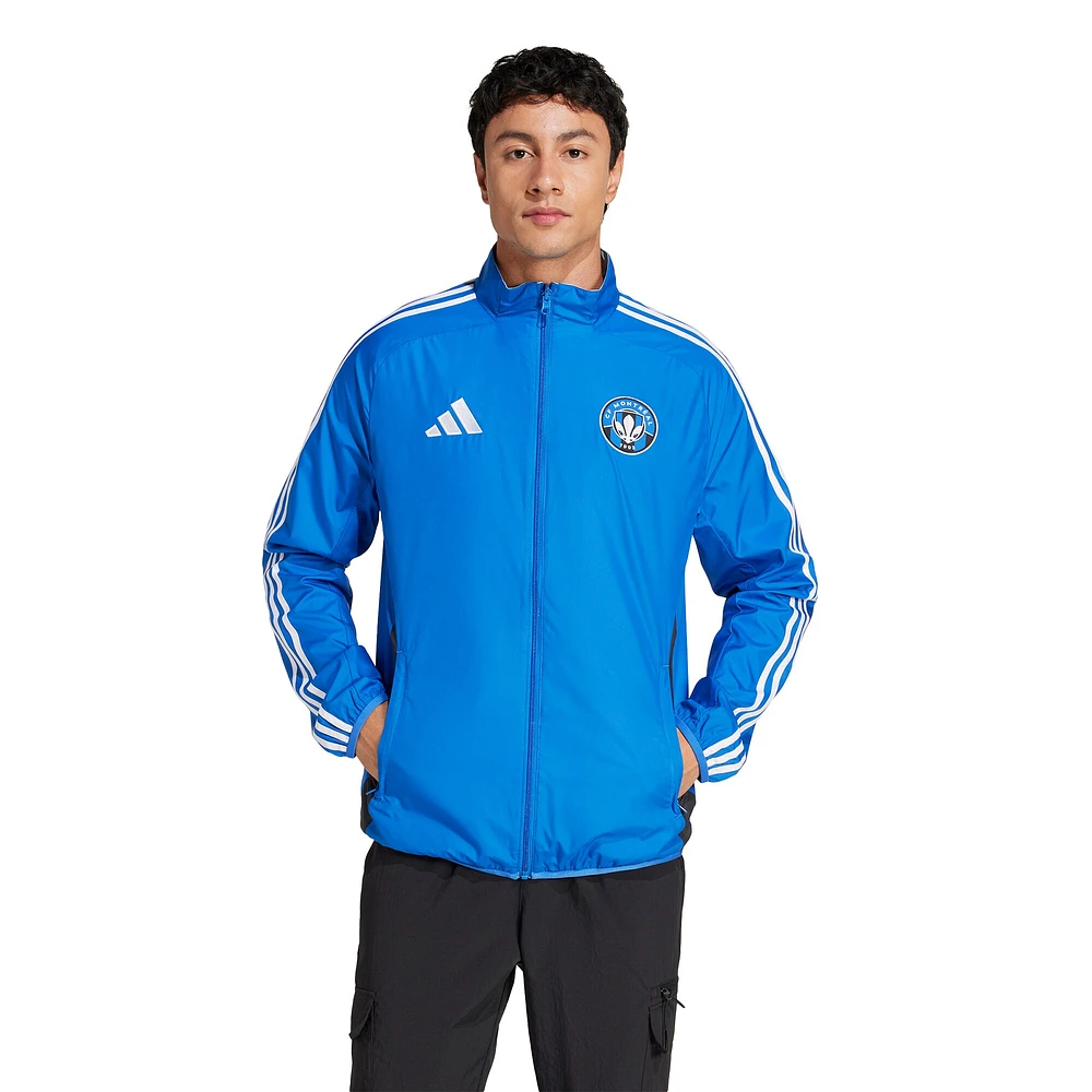 Veste réversible entièrement zippée adidas bleu/bleu clair CF Montréal 2025 Anthem pour homme