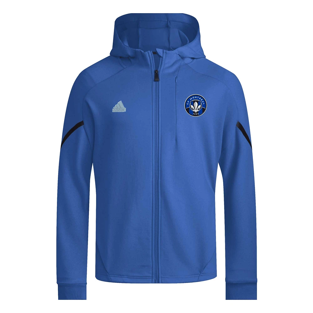 Sweat à capuche entièrement zippé adidas CF Montreal Anthem pour hommes, bleu