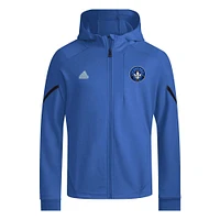 Sweat à capuche entièrement zippé adidas CF Montreal Anthem pour hommes, bleu