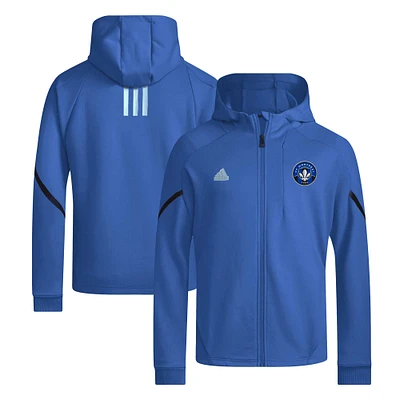 Sweat à capuche entièrement zippé adidas CF Montreal Anthem pour hommes, bleu