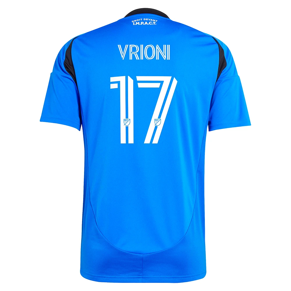 Maillot réplique original de joueur Montréal 2025 adidas Giacomo Vrioni bleu CF pour homme