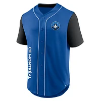 Maillot de baseball boutonné Fanatics CF Montréal Balance Fashion pour hommes, bleu