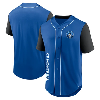 Maillot de baseball boutonné Fanatics CF Montréal Balance Fashion pour hommes, bleu