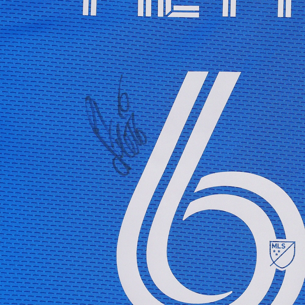 Maillot adidas bleu numéro 6 autographié par Samuel Piette du CF Montréal lors de la saison 2024 de la MLS - Taille M