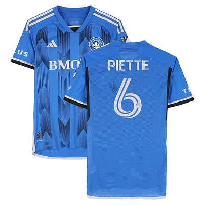 Maillot adidas bleu numéro 6 autographié par Samuel Piette du CF Montréal lors de la saison 2024 de la MLS - Taille M