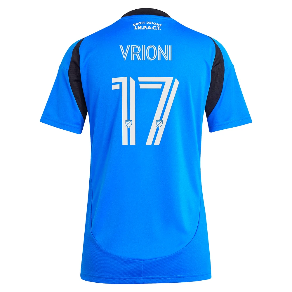 Women's adidas Giacomo Vrioni Blue CF Montréal 2025 Original Replica Player Jersey
