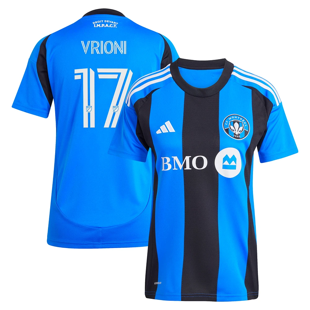 Women's adidas Giacomo Vrioni Blue CF Montréal 2025 Original Replica Player Jersey