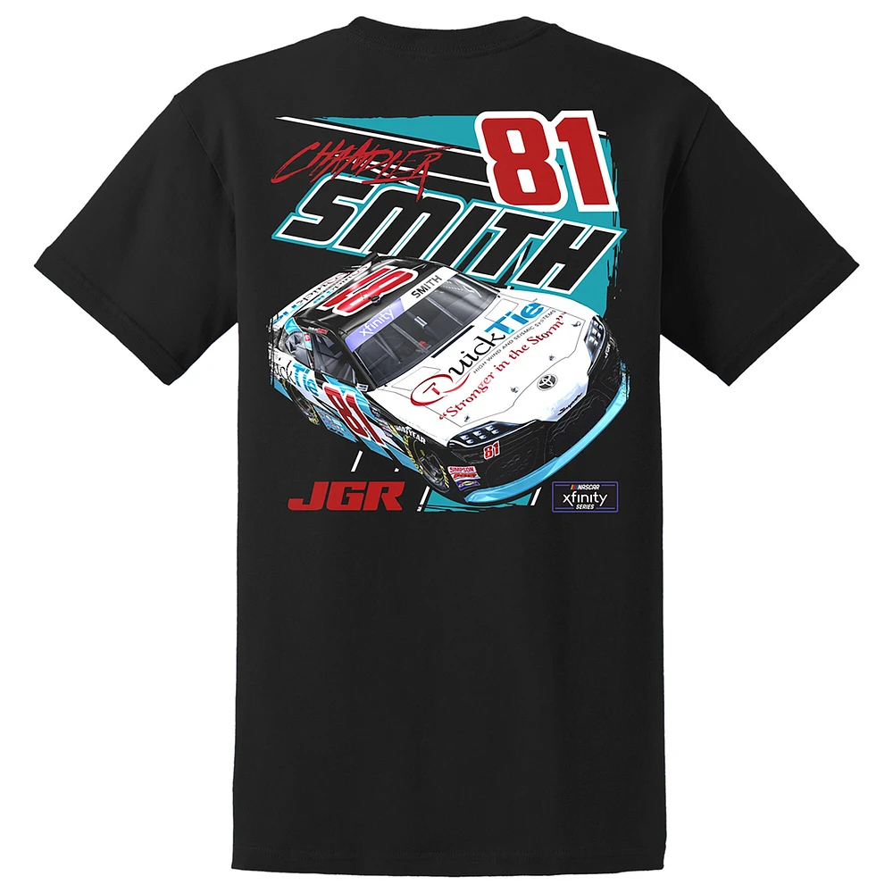 Men's Joe Gibbs Racing Team Collection Black Chandler Smith Quick Tie Car T-Shirt