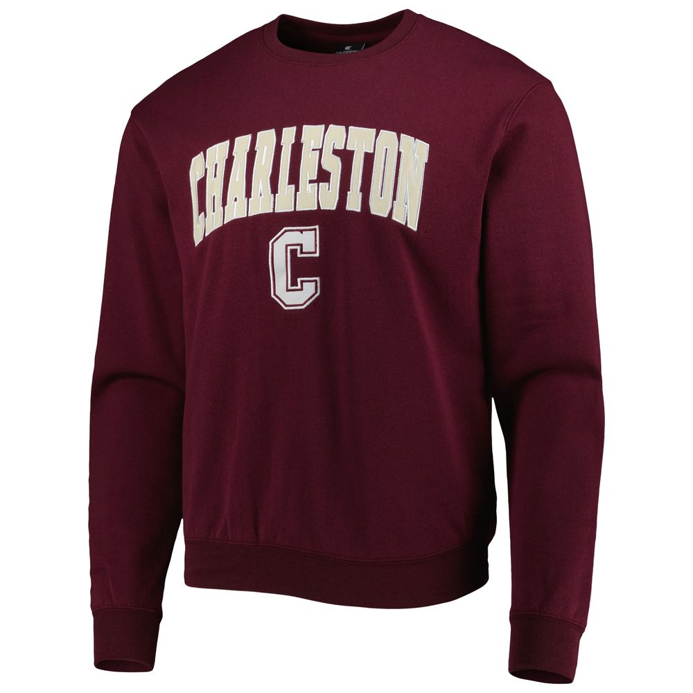 Men's Colosseum Maroon Charleston Cougars Arch Over Logo Pullover Sweatshirt