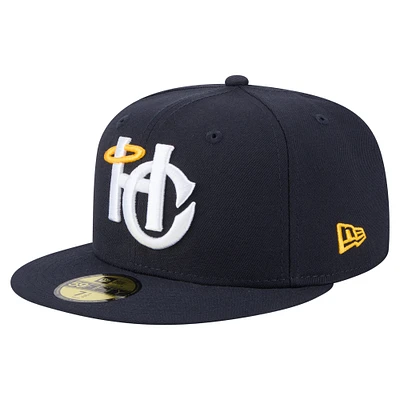 Casquette ajustée 59FIFTY Charleston RiverDogs Authentic Collection pour homme de New Era bleu marine