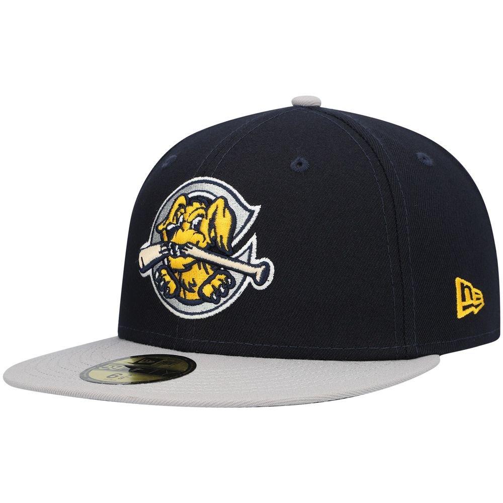 Men's New Era Navy Charleston RiverDogs Authentic Collection Road 59FIFTY Fitted Hat