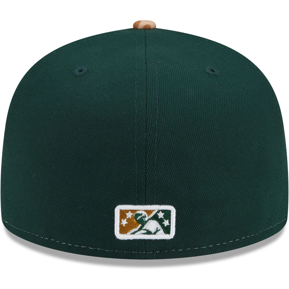 Men's New Era White/Tan Charleston RiverDogs Theme Night 59FIFTY Fitted Hat