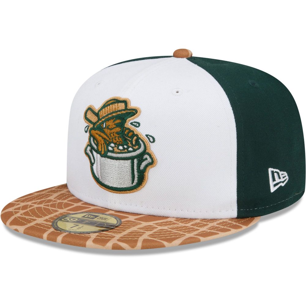 Men's New Era White/Tan Charleston RiverDogs Theme Night 59FIFTY Fitted Hat