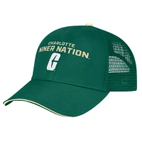 Casquette réglable Colosseum Green Charlotte 49ers Wyatt Primary Team Trucker pour hommes