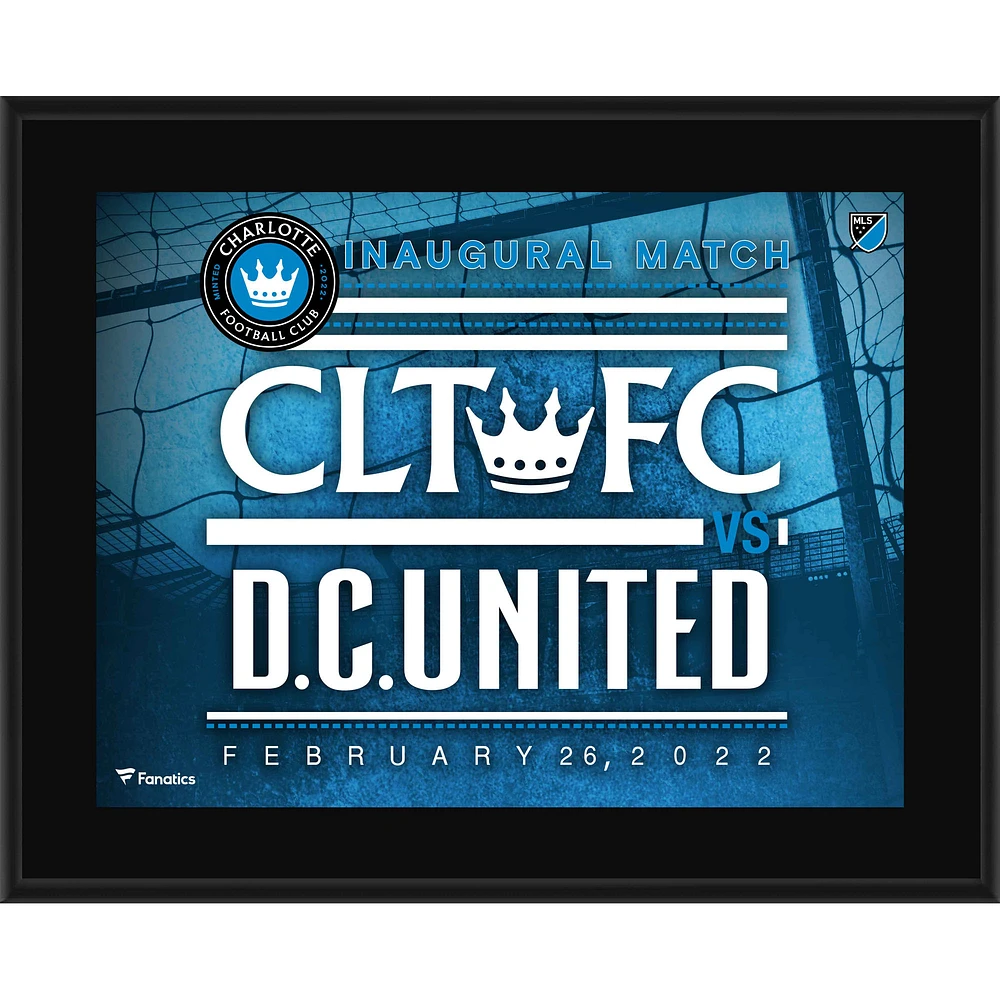 Plaque sublimée du match inaugural 2022 du Charlotte FC 10,5" x 13"