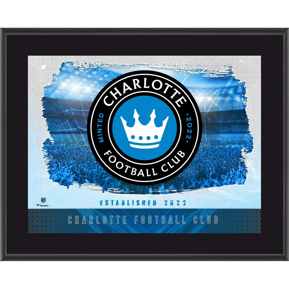 Plaque horizontale sublimée avec logo de l'équipe du Charlotte FC 10,5" x 13"