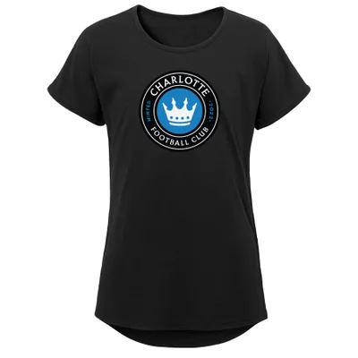 Charlotte FC Girls Youth Primary Logo Dolman T-Shirt - Black