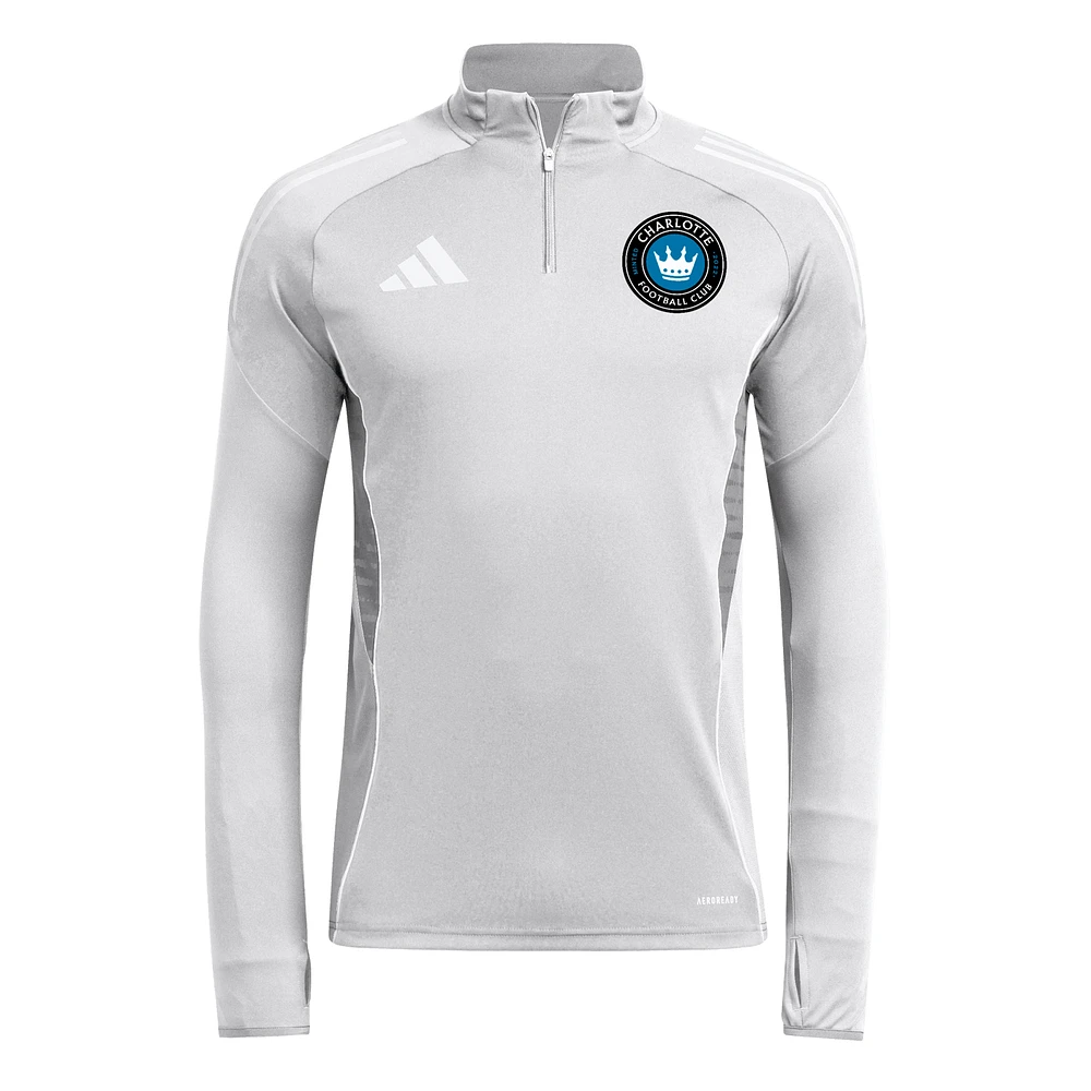 Men's adidas  Silver Charlotte FC 2025 Quarter-Zip Long Sleeve Training Top