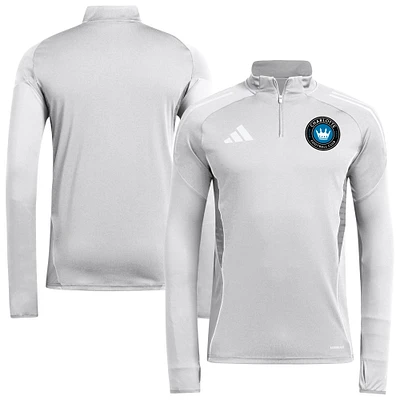 Men's adidas  Silver Charlotte FC 2025 Quarter-Zip Long Sleeve Training Top