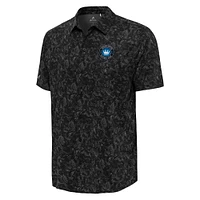 Men's Antigua  Black Charlotte FC Lush Woven Button-Up Top