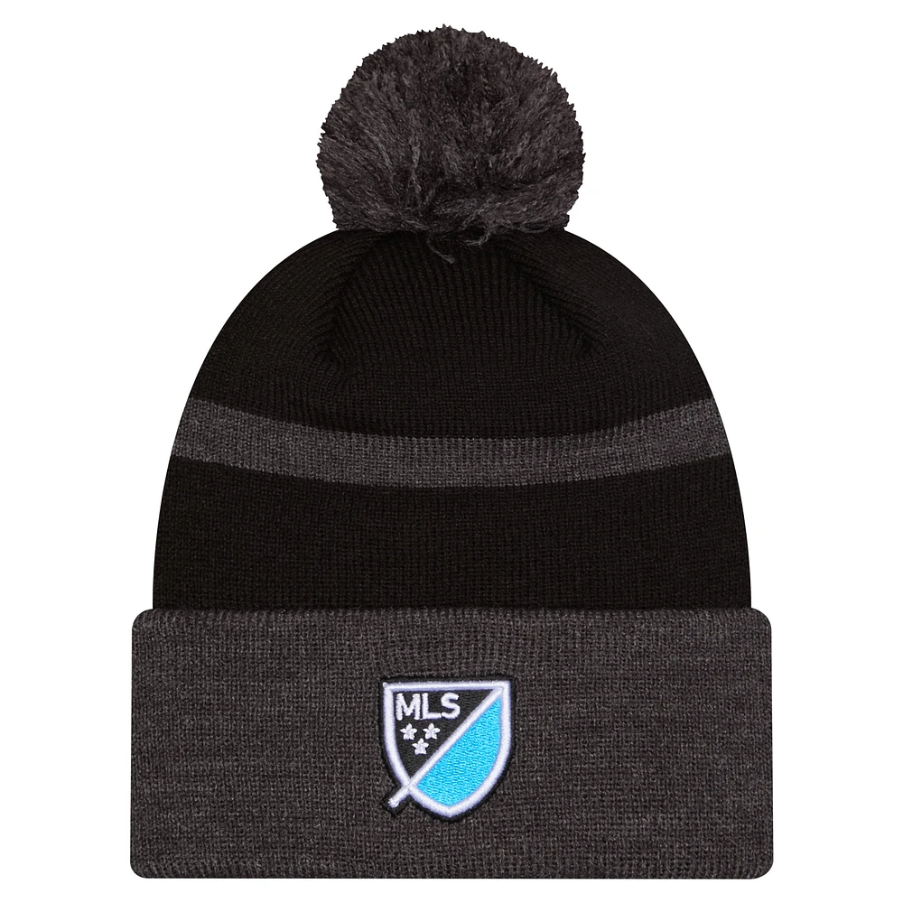 Men's New Era  Black Charlotte FC 2025 Kickoff Cuffed Knit Hat with Pom