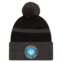 Men's New Era  Black Charlotte FC 2025 Kickoff Cuffed Knit Hat with Pom