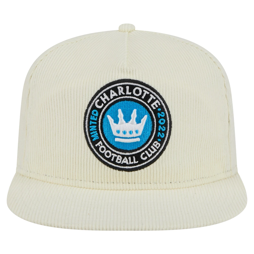 Casquette de golf à visière snapback Charlotte FC Kickoff 2025 de New Era pour homme, couleur crème