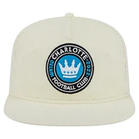 Casquette de golf à visière snapback Charlotte FC Kickoff 2025 de New Era pour homme, couleur crème