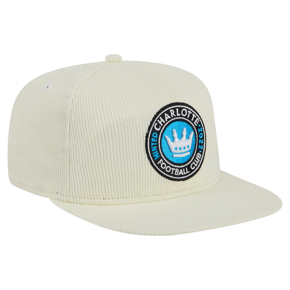 Casquette de golf à visière snapback Charlotte FC Kickoff 2025 de New Era pour homme, couleur crème