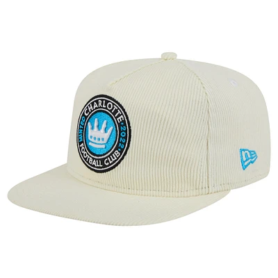 Casquette de golf à visière snapback Charlotte FC Kickoff 2025 de New Era pour homme, couleur crème