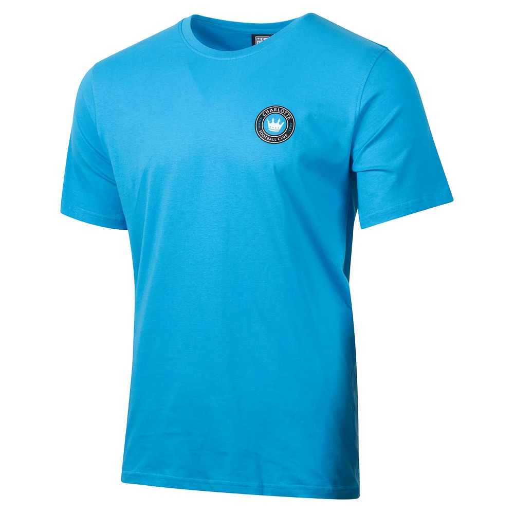T-shirt décontracté pour homme avec motif sport et logo Suède Charlotte FC bleu