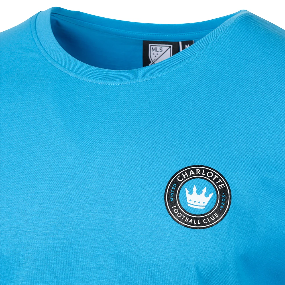 T-shirt décontracté pour homme avec motif sport et logo Suède Charlotte FC bleu