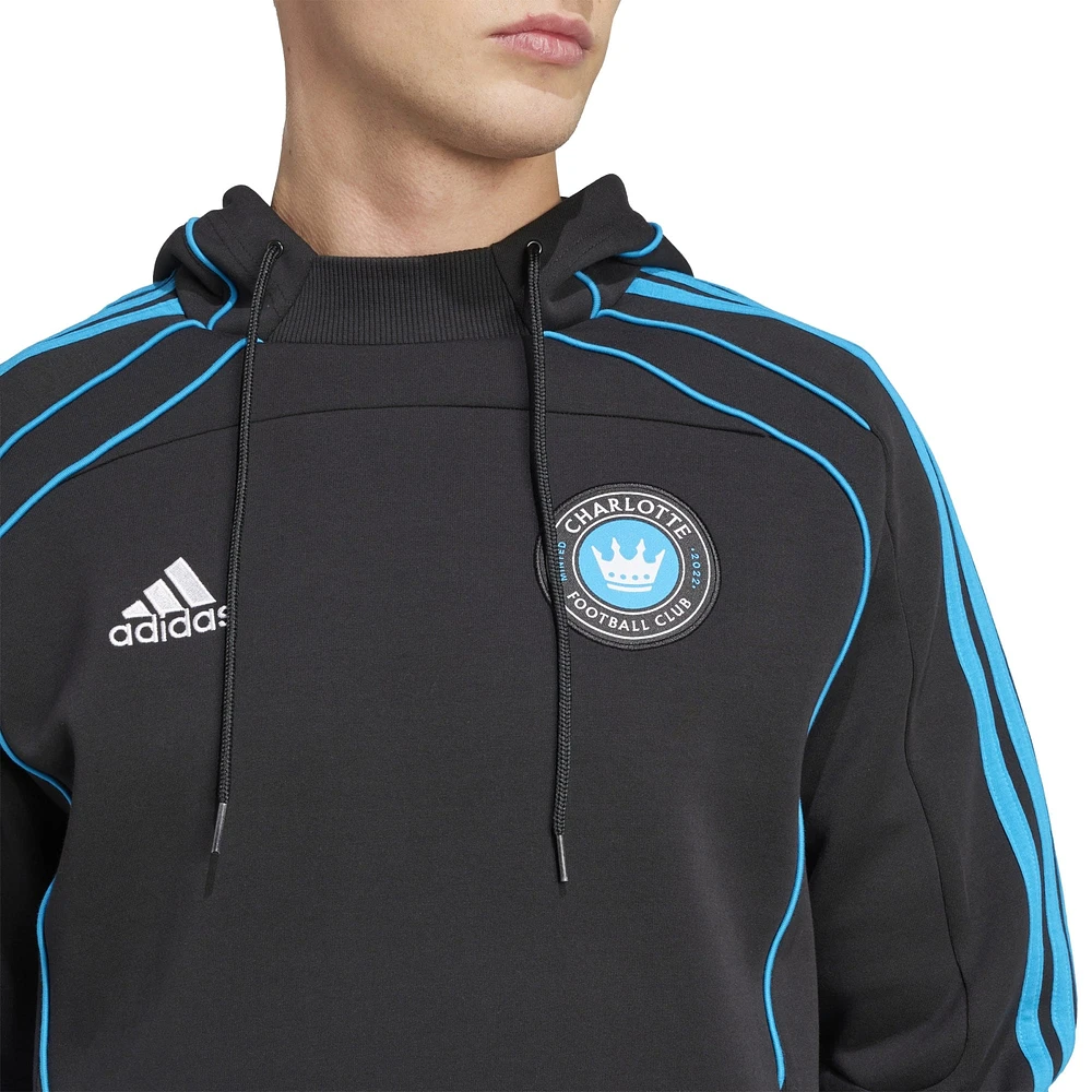 Men's adidas Black Charlotte FC 2025 Travel Pullover Hoodie