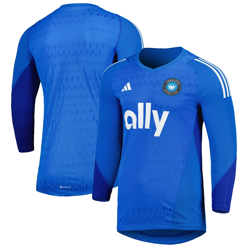 Maillot de gardien but à manches longues adidas Charlotte FC 2023 pour homme bleu