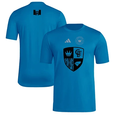 T-shirt adidas bleu Charlotte FC 2025 pour homme avec maillot Hook AEROREADY