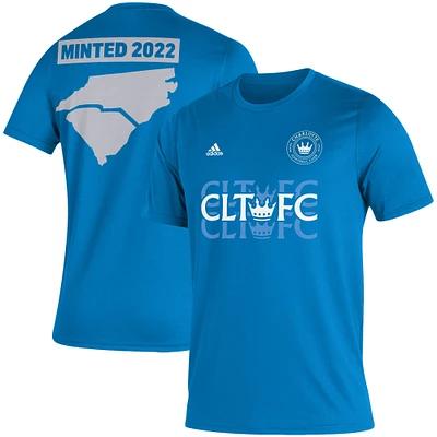 Men's adidas Blue Charlotte FC Jersey Hook AEROREADY T-Shirt