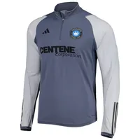 Men's adidas Gray Charlotte FC 2023 On-Field AEROREADY Quarter-Zip Training Top