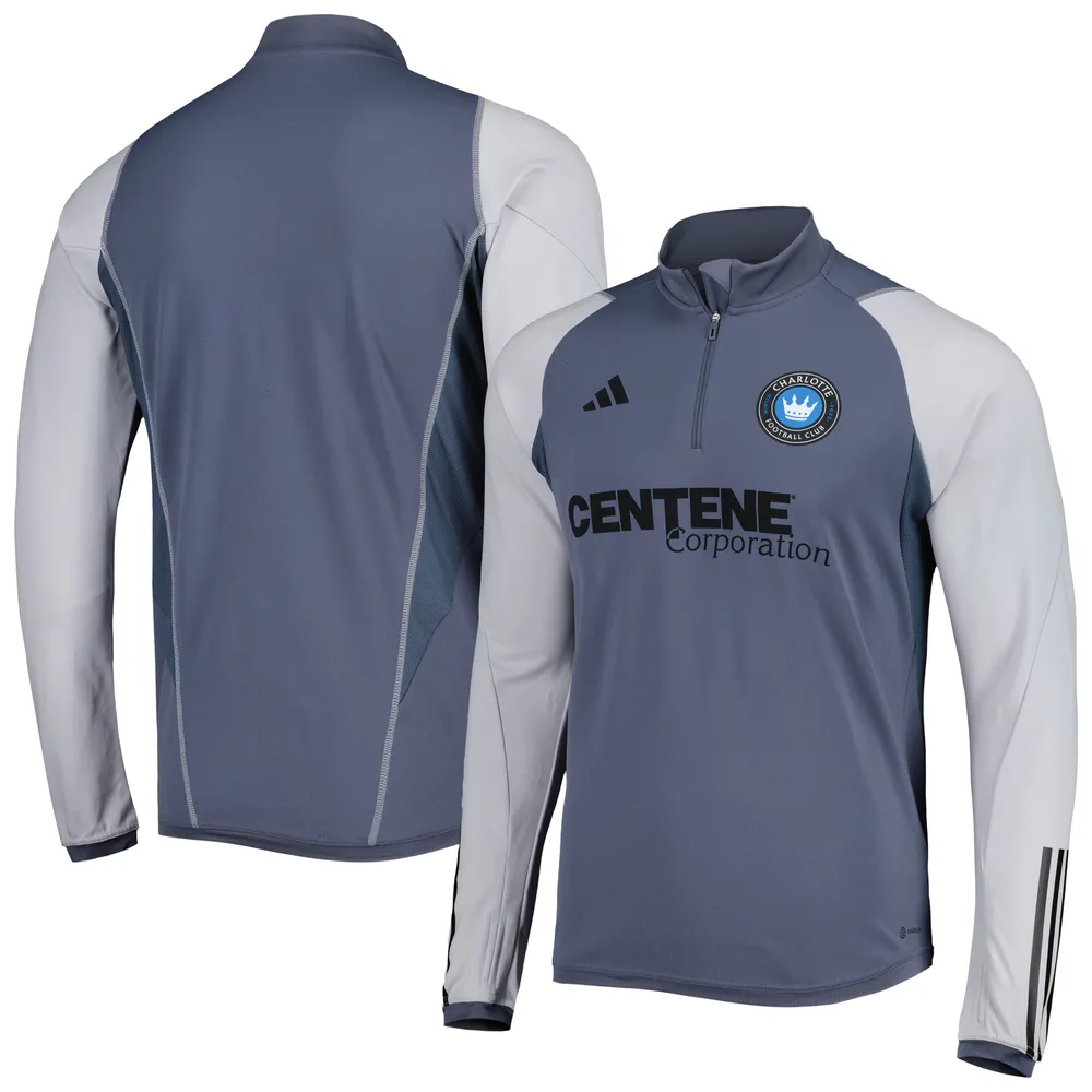 Men's adidas Gray Charlotte FC 2023 On-Field AEROREADY Quarter-Zip Training Top